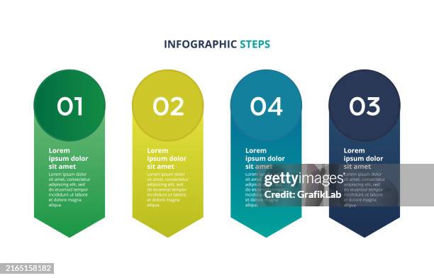 colorful infographic steps with numbered design - path infographic stock illustrations