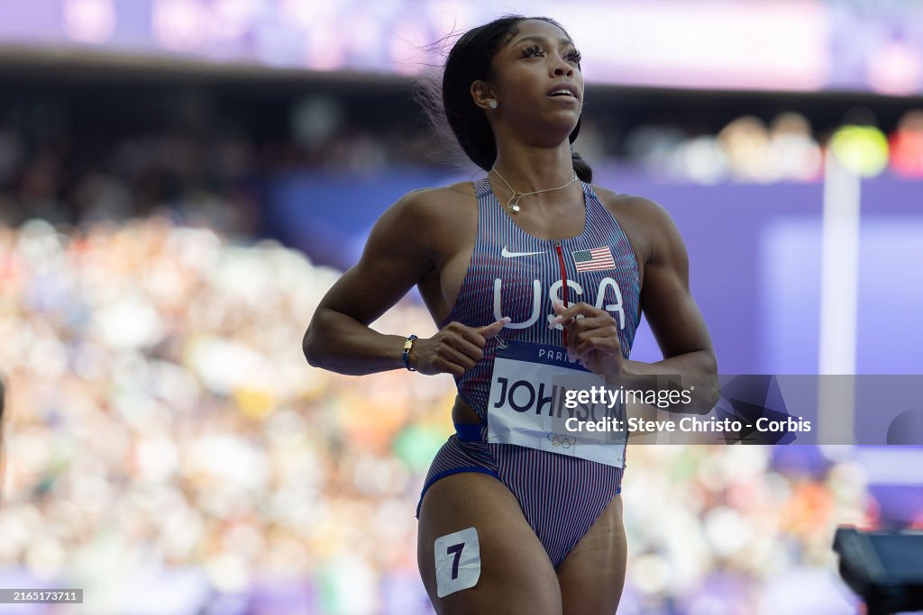 Lay Lay Johnson Alaysha Johnson of the United States competes in the Women's 100m ...
