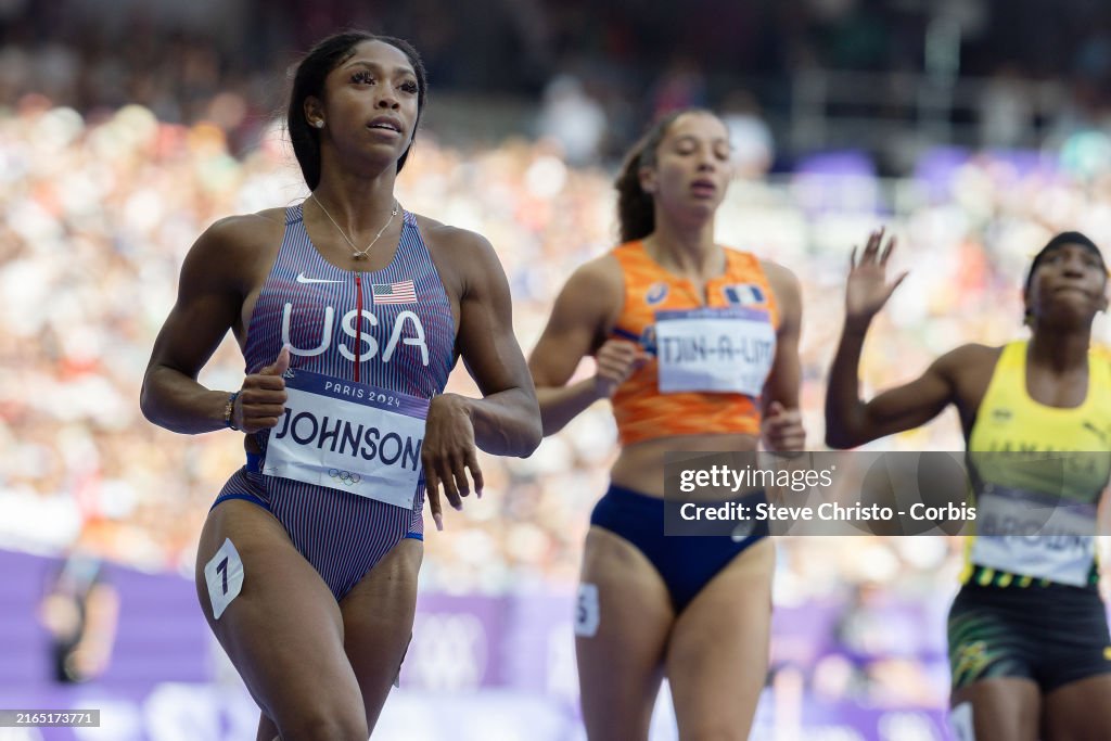 Lay Lay Johnson Alaysha Johnson of the United States competes in the Women's 100m ...