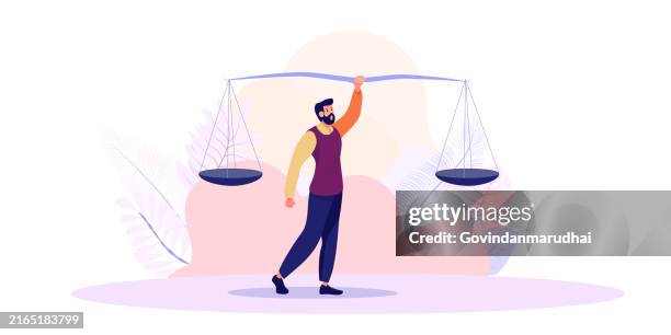 a businessman holding a large weighing scale, symbolizing the pivotal role of business ethics and integrity in ensuring success and trustworthiness in professional endeavors. - honour board stock illustrations