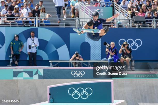 Tom SCHAAR of USA during the Paris 2024 Olympic Games - Skateboard - Day 4 at Place de la Concorde on August 7, 2024 in Paris, France.