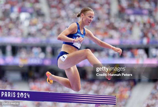 Ilona Mononen of Team Finland competes during the Women's 3000m Steeplechase Round 1 on day nine of the Olympic Games Paris 2024 at Stade de France...