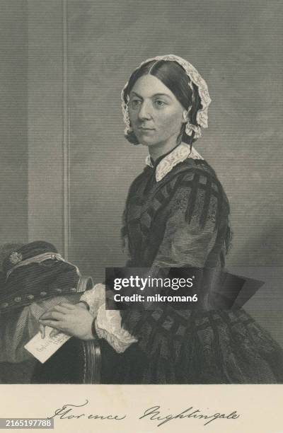portrait of florence nightingale, english social reformer, statistician and the founder of modern nursing - mittelalter stock-fotos und bilder