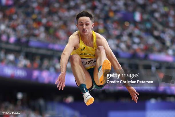Christopher Mitrevski of Team Australia competes during the Men's Long Jump Qualification on day nine of the Olympic Games Paris 2024 at Stade de...