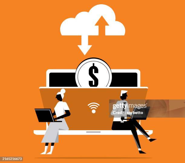cloud computing service - business people - value stream stock illustrations