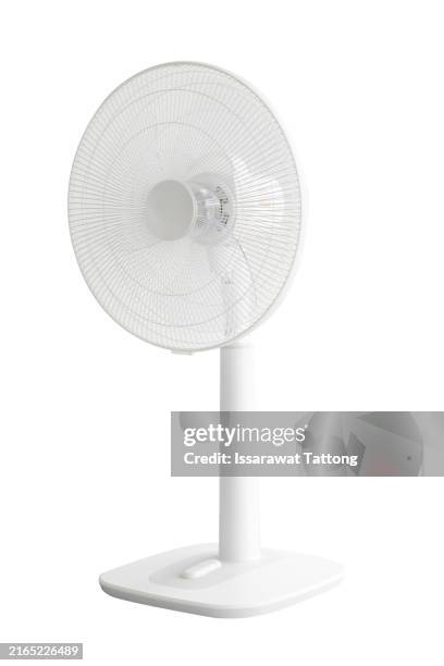 white electric fan isolated on white background - air cooler stock pictures, royalty-free photos & images