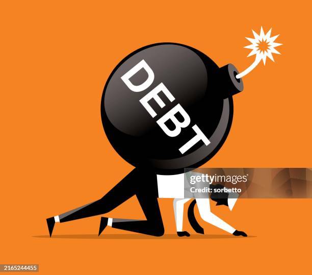 debt bomb - businessman - deterioration stock illustrations