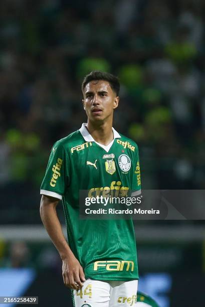 Vitor Reis of Palmeiras looks on after his team's disqualification in the Copa do Brasil round of 16 second leg match between Palmeiras and Flamengo...