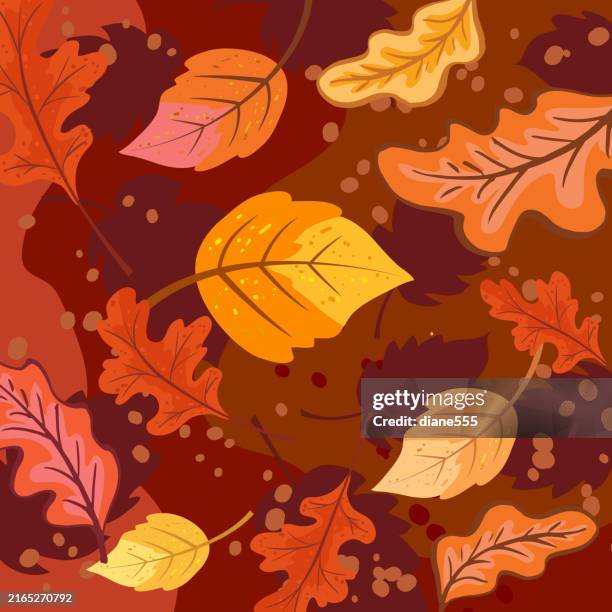 fall leaves on the ground - fall leaves overhead stock illustrations