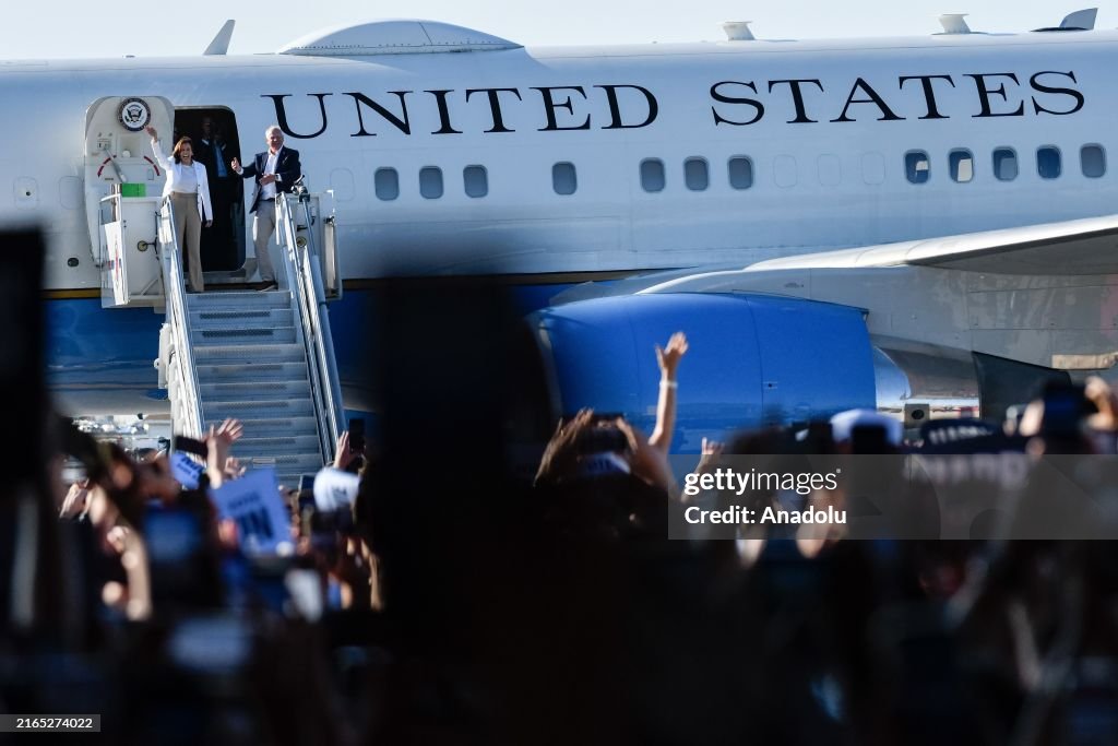 US Vice President Kamala Harris and Governor Tim Walz presidential campaign rally in Michigan