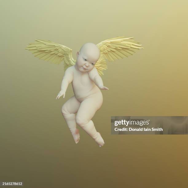 cherub with wings flying - cherub stock pictures, royalty-free photos & images