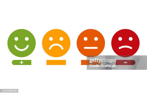 ilustrações de stock, clip art, desenhos animados e ícones de set of colored emoji faces indicating different emotions - cliente irritado