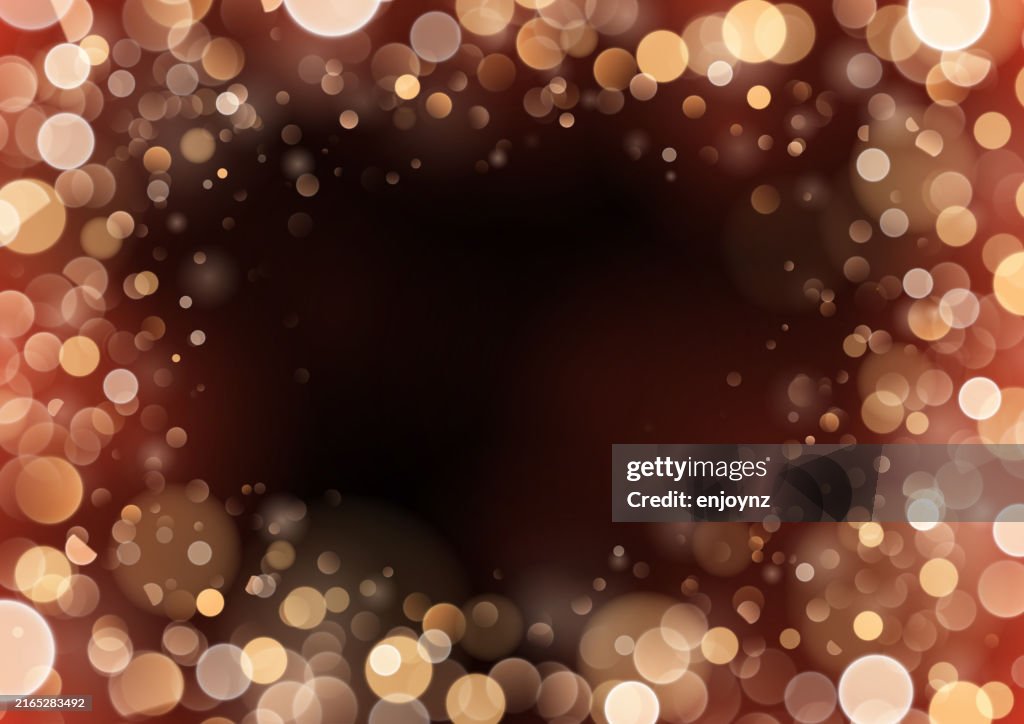 Warm red and gold colored Christmas card lights frame background