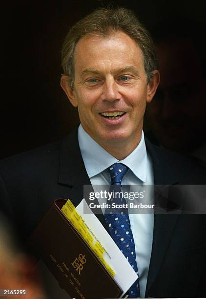 Prime Minister Tony Blair Leaves Downing Street To Face Questions In