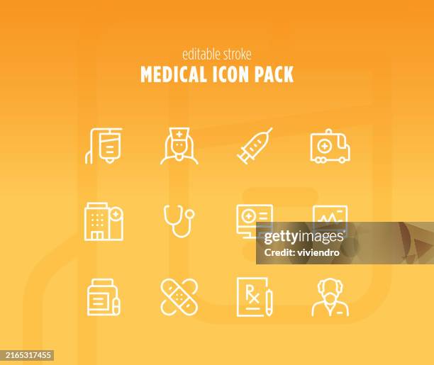 medical line icon set. editable stroke. pixel perfect. - network operations icon stock illustrations