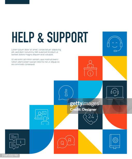 help and support related line style banner design for web page, headline, brochure, annual report and book cover - question and answer stock illustrations