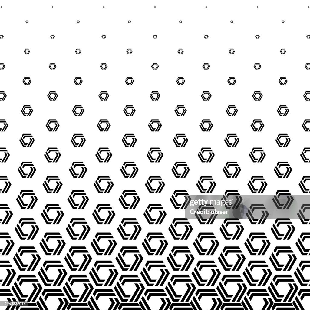 Fading striped hexagons in honeycomb grid pattern