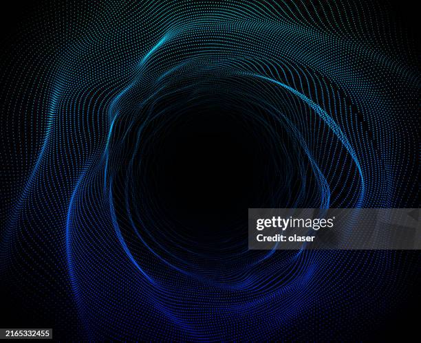ilustrações de stock, clip art, desenhos animados e ícones de dynamic blue particle wave swirling into darkness. - conceitos e tópicos