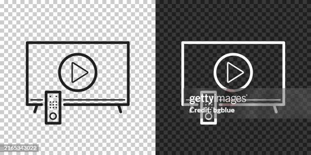 tv with play button. icon for design on blank background - play button transparent background stock illustrations