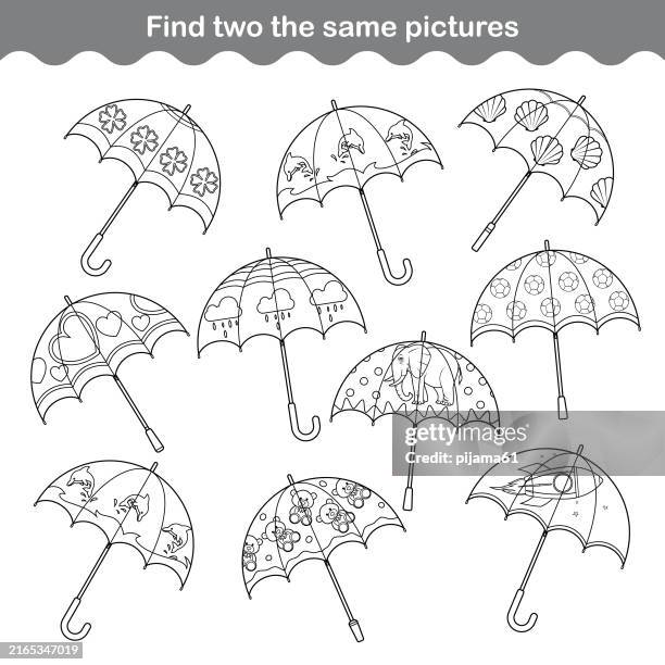find two the same pictures, education game for children. - adult-colouring-pages stock illustrations