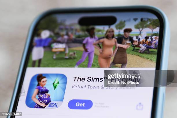 The Sims FreePlay on App Store is seen in this illustration photo taken in Poland on August 8, 2024.