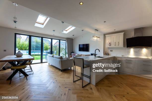 open plan living - open floor plan living room stock pictures, royalty-free photos & images