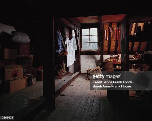 The attic in the Anne Frank House set up to look as it did when Anne Frank and her family hid in the house from July 1942 - September 1944,...