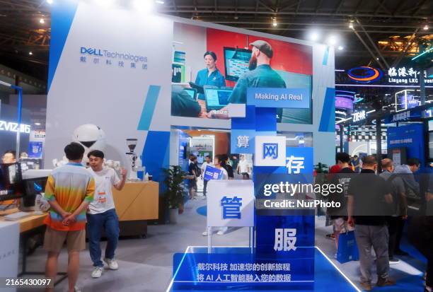Dell Technologies Group is exhibiting at 2024WAIC in Shanghai, China, on July 5, 2024. Dell is setting up an AI industry assistant and office...
