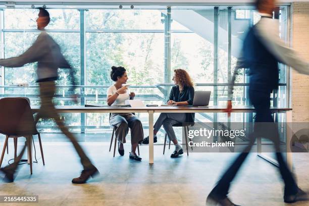business conversation in a modern office - short phrase stock pictures, royalty-free photos & images