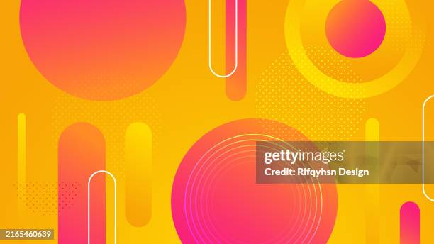 modern abstract geometric circle background with orange and yellow gradient colors. abstract design template for brochures, flyers, magazine, business card, branding, banners, headers, book covers, notebooks background vector - phone screen texture stock illustrations