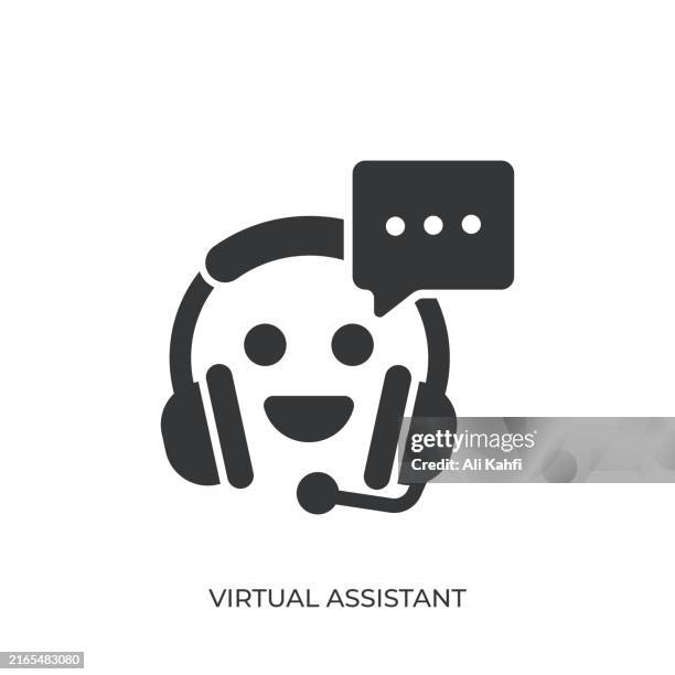 virtual assistant glyph solid icon. solid icon that can be applied anywhere, simple, pixel perfect and modern style - quantum computing icon stock illustrations