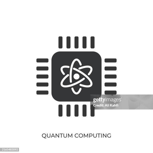 quantum computing glyph solid icon. solid icon that can be applied anywhere, simple, pixel perfect and modern style - applied data science stock illustrations
