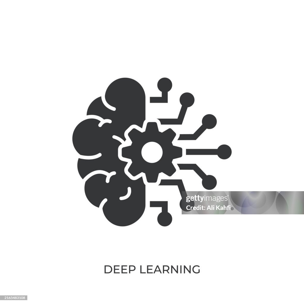 Deep learning glyph solid icon. Solid icon that can be applied anywhere, simple, pixel perfect and modern style
