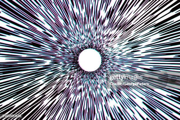 circlular border - frame and exploding light trails with glitch technique - virtual therapy stock illustrations
