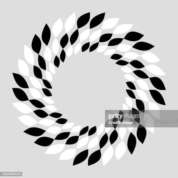 geometric spiral pattern in black and white. - intersecting circles stock illustrations