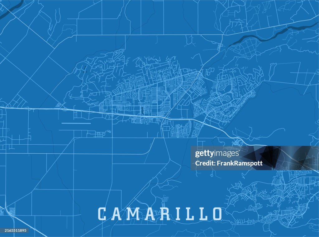 Camarillo CA City Vector Road Map Blue Horizontal