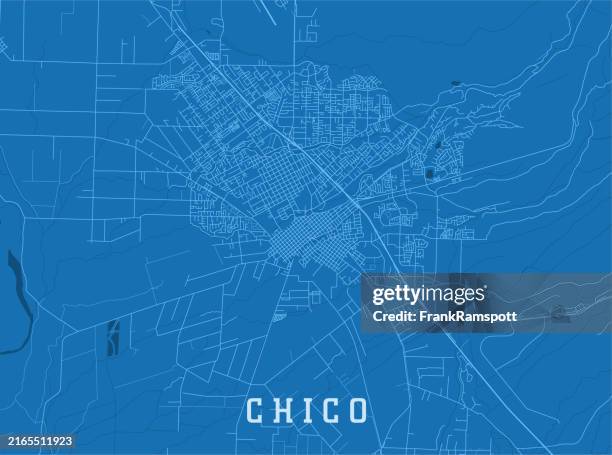 chico ca city vector road map blue horizontal - durham stock illustrations