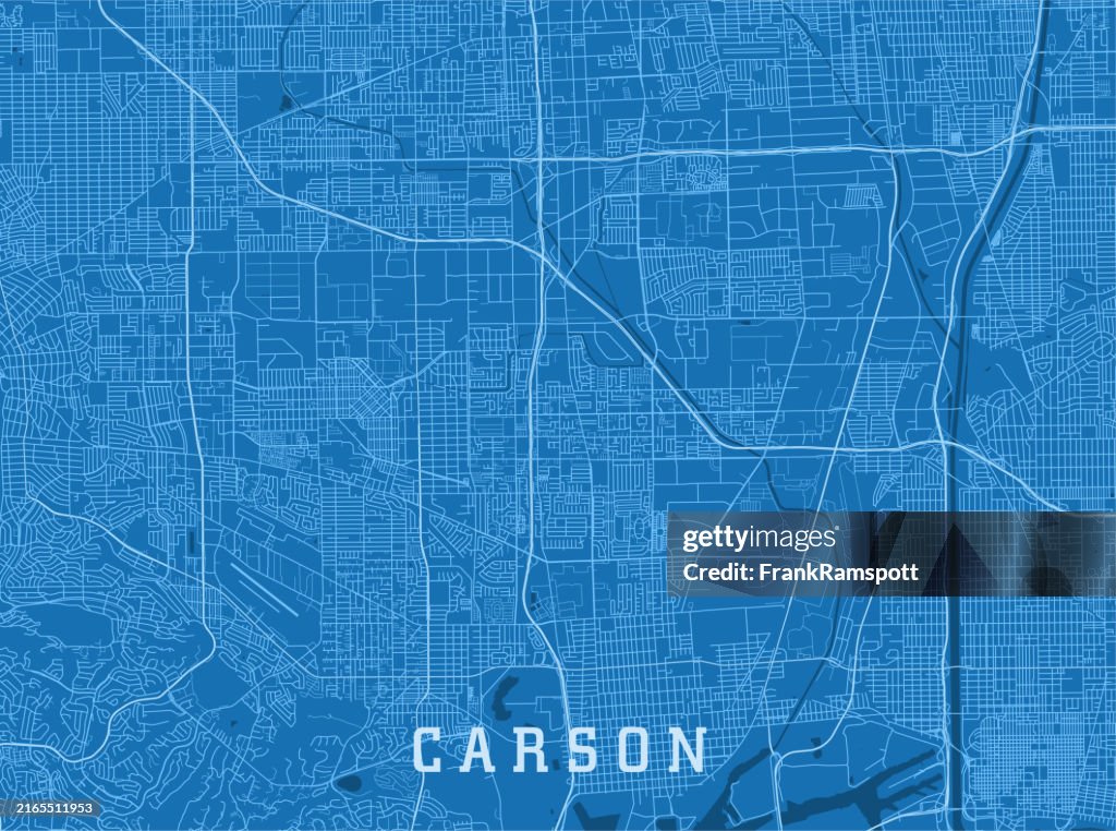 Carson CA City Vector Road Map Blue Horizontal