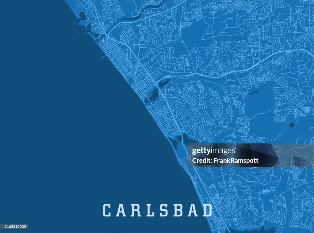 Carlsbad CA Ville Vecteur Carte routière Bleu Horizontal