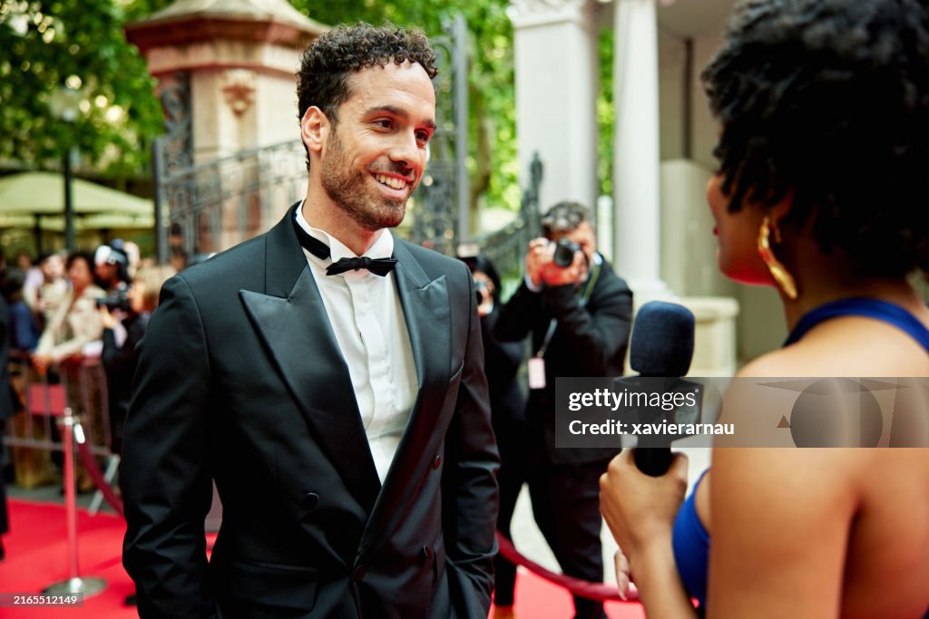 Red carpet interview with male celebrity