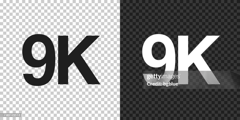 9K, 9000 - Nine thousand. Icon for design on blank background