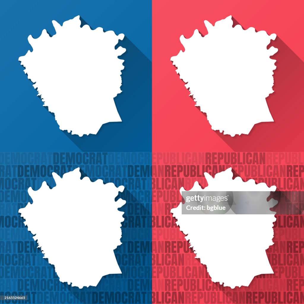 Madison County, Kentucky. Maps on blue and red backgrounds