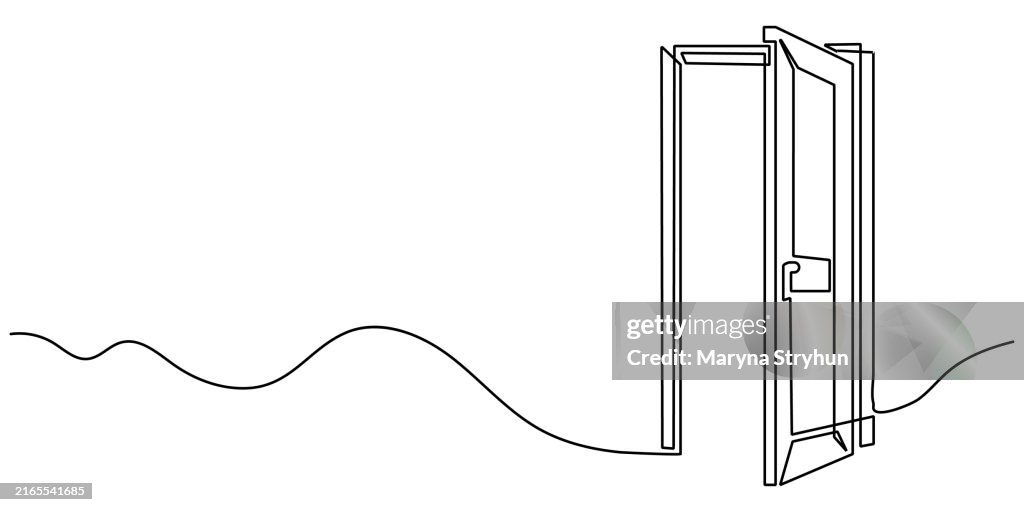 Continuous Open Line Continuous Line Of Open Door On White Background The Open Door Is A ...