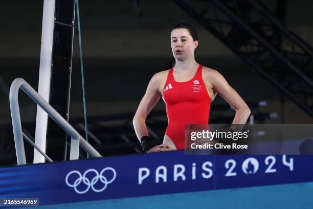 Andrea Spendolini Sirieix of Team Great Britain prepares to compete in the Women's 10m Platform Final on day eleven of the Olympic Games Paris 2024...