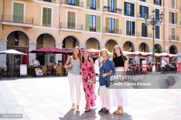 Crown Princess Leonor of Spain, Queen Letizia of Spain, Queen Sofia and Princess Sofia of Spain are seen visiting the Plaza Mayor and the center of...