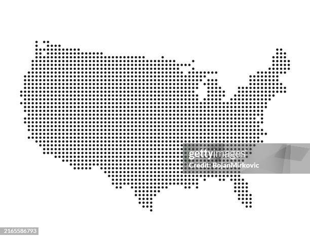 illustrazioni stock, clip art, cartoni animati e icone di tendenza di mappa degli stati uniti a forma di punti. vettore - carta geografica