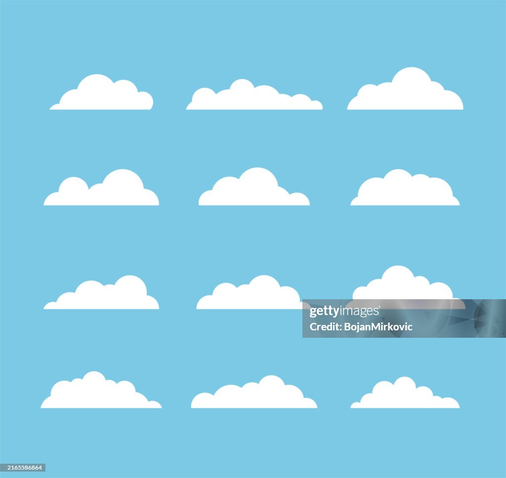 Wolken auf blauem Hintergrund. Vektor