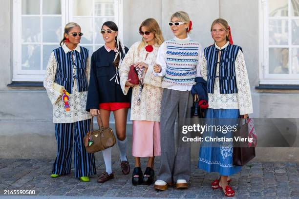 Group of guests outside Lovechild 1979 during day two of the Copenhagen Fashion Week SS25 on August 06, 2024 in Copenhagen, Denmark.