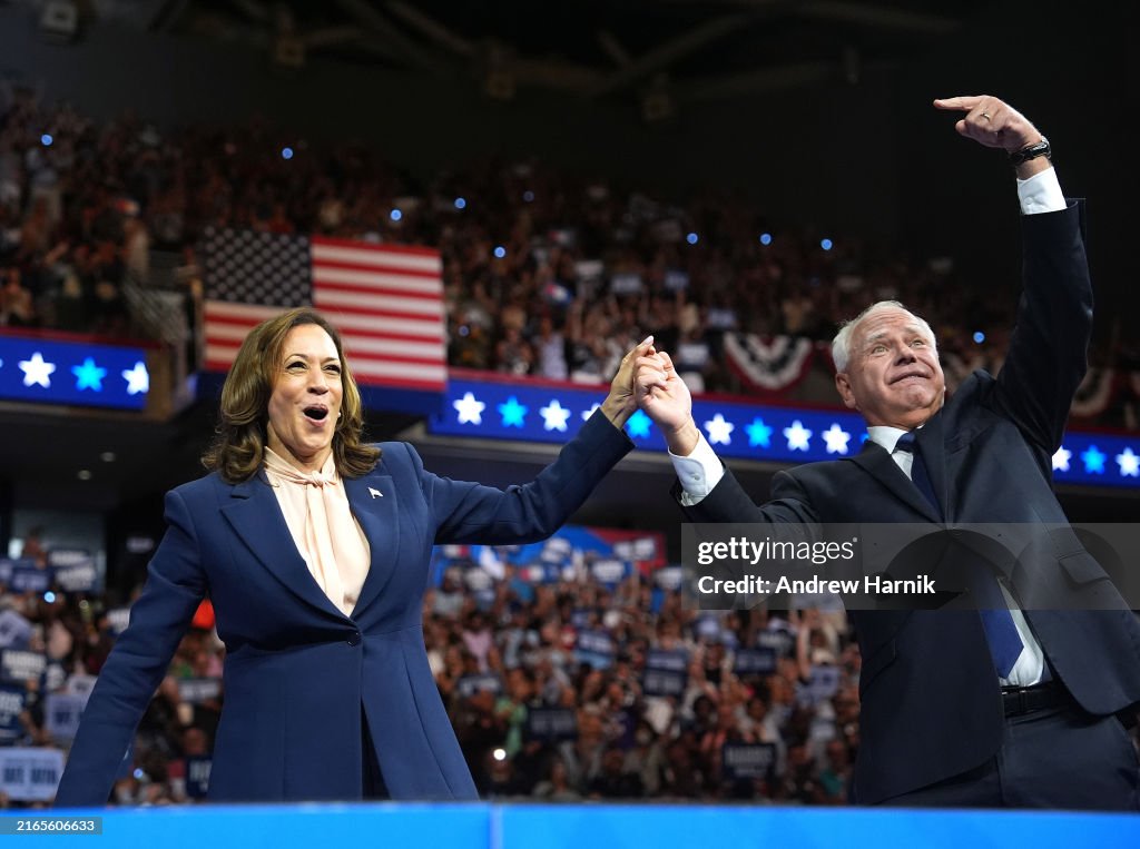 Kamala Harris And Running Mate Tim Walz Make First Appearance Together In Philadelphia