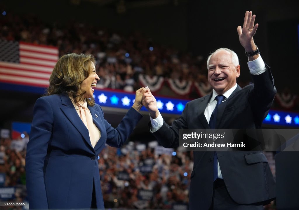 Kamala Harris And Running Mate Tim Walz Make First Appearance Together In Philadelphia